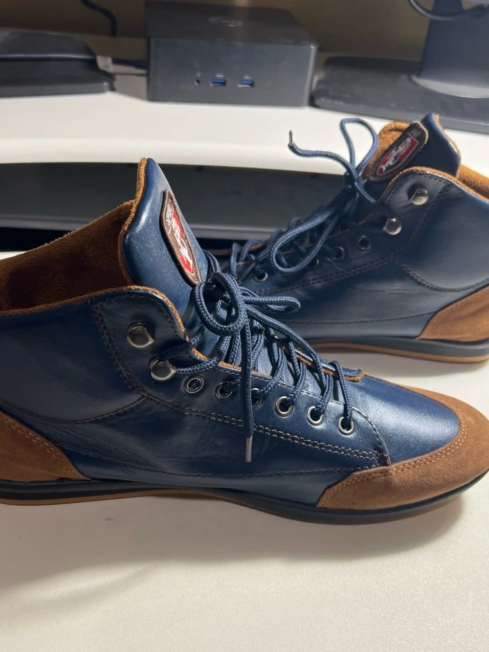 Men’s Ling & Di Blue & Brown Mid Top Sneakers Sz EU 45/US 11.5